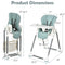 Foldable Baby High Chair with Double Removable Trays and Book Holder