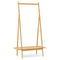 Bamboo Clothes Rack with Hanging Rod Rattan Shelf and Copper Hooks