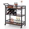 3-tier Bar Cart on Wheels Home Kitchen Serving Cart with Wine Rack and Glasses Holder