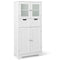 3 Tier Freee-Standing Bathroom Cabinet with 2 Drawers and Glass Doors