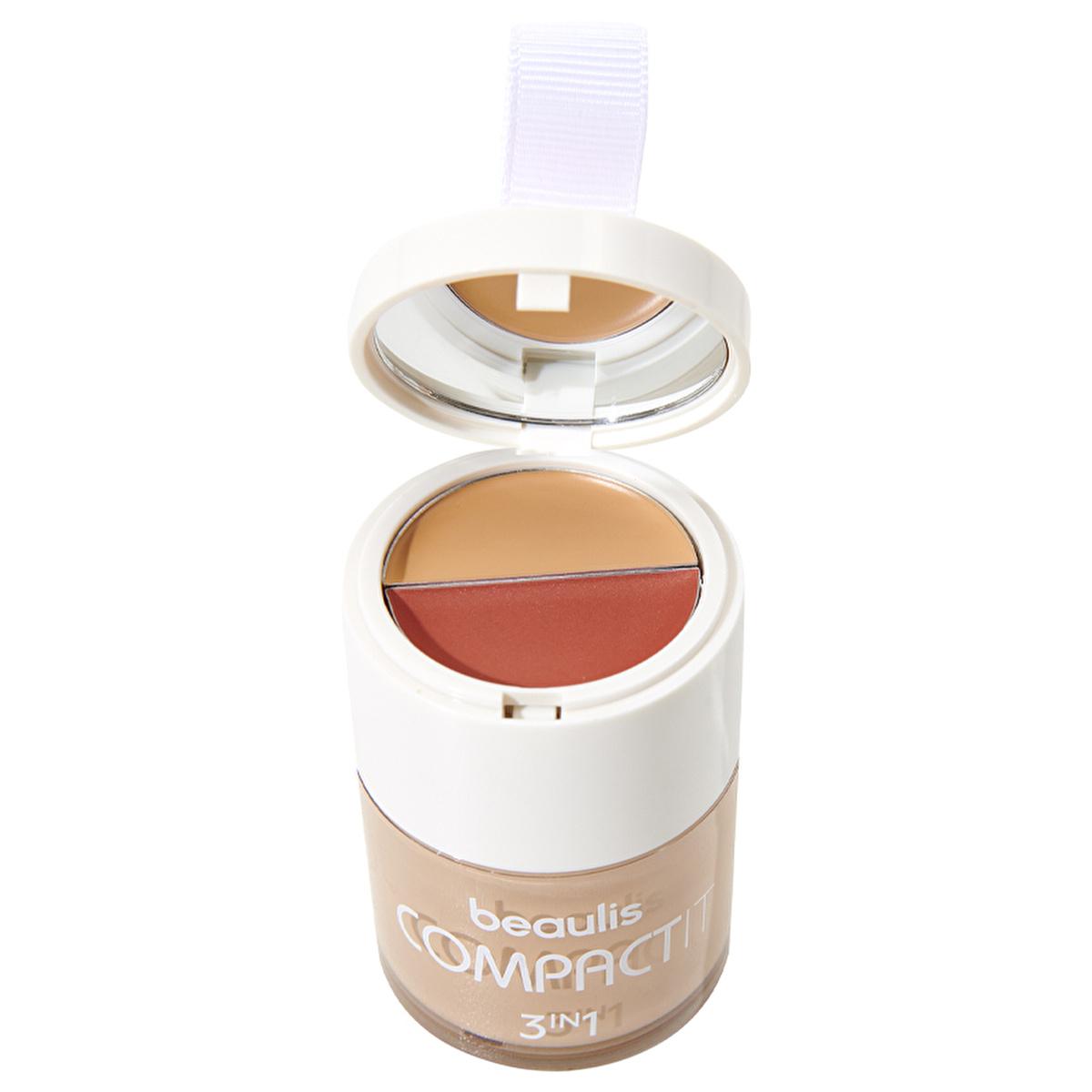 Beaulis 3-in-1 Compact Makeup Palette - Foundation, Blush, Concealer for Natural Finish