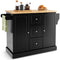 2-Door Large Mobile Kitchen Island Cart with Hidden Wheelsand 3 Drawers