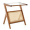 Boho End Table with Magazine Rack and Tempered Glass Top