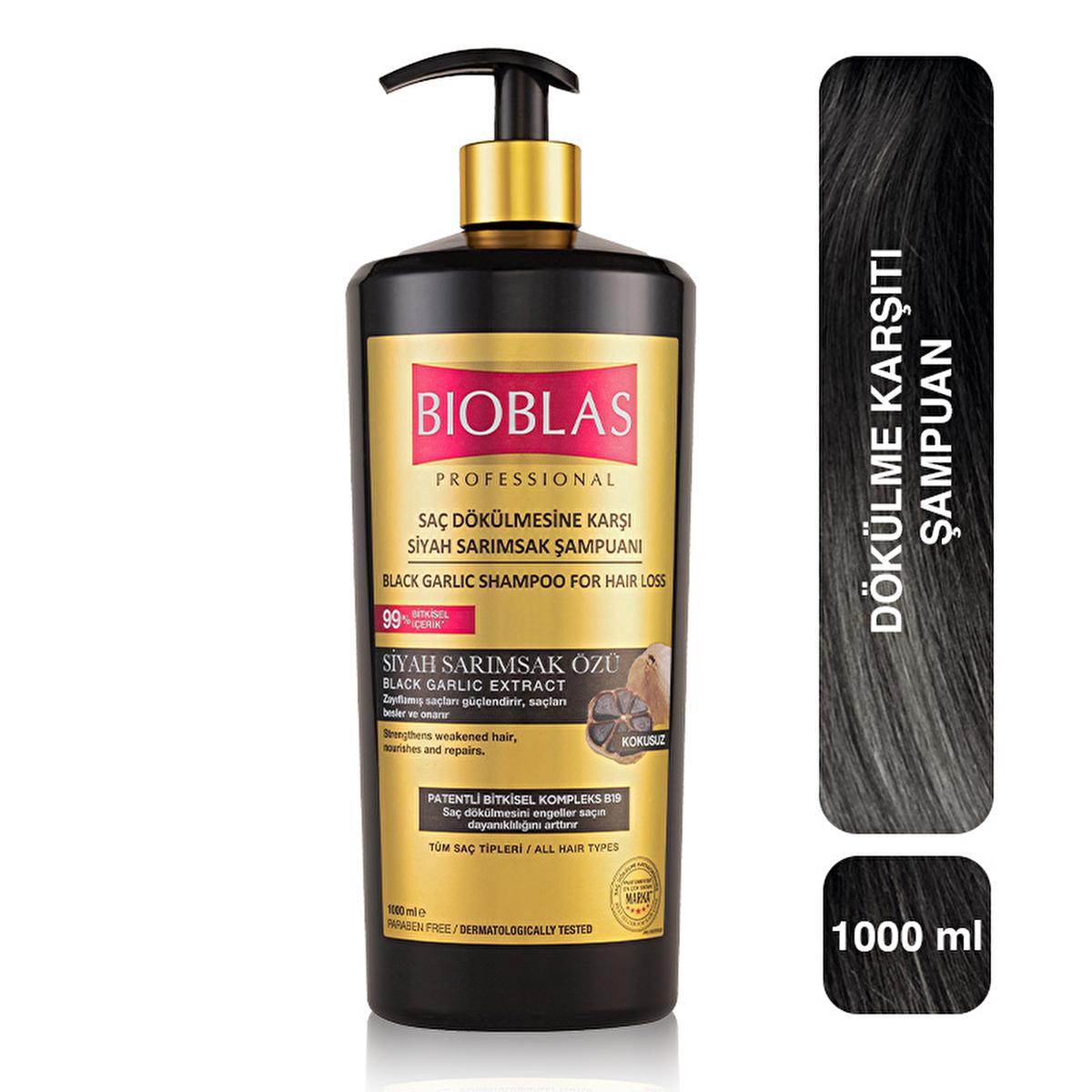 Bioblas Professional Black Garlic Shampoo for Hair Loss - 33.81 fl oz Nourishing Daily Use
