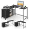 L-shaped Computer Desk with Power Outlet for Working Studying Gaming