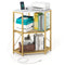 Corner Printer Stand with Power Outlet 3-Tier Storage Rack with Adjustable Shelf
