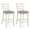 2 Pieces Counter Height Chairs with Fabric Seat and Rubber Wood Legs