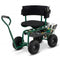 Cushioned Rolling Garden Cart Scooter with Storage Basket and Tool Pouch