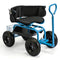 Cushioned Rolling Garden Cart Scooter with Storage Basket and Tool Pouch