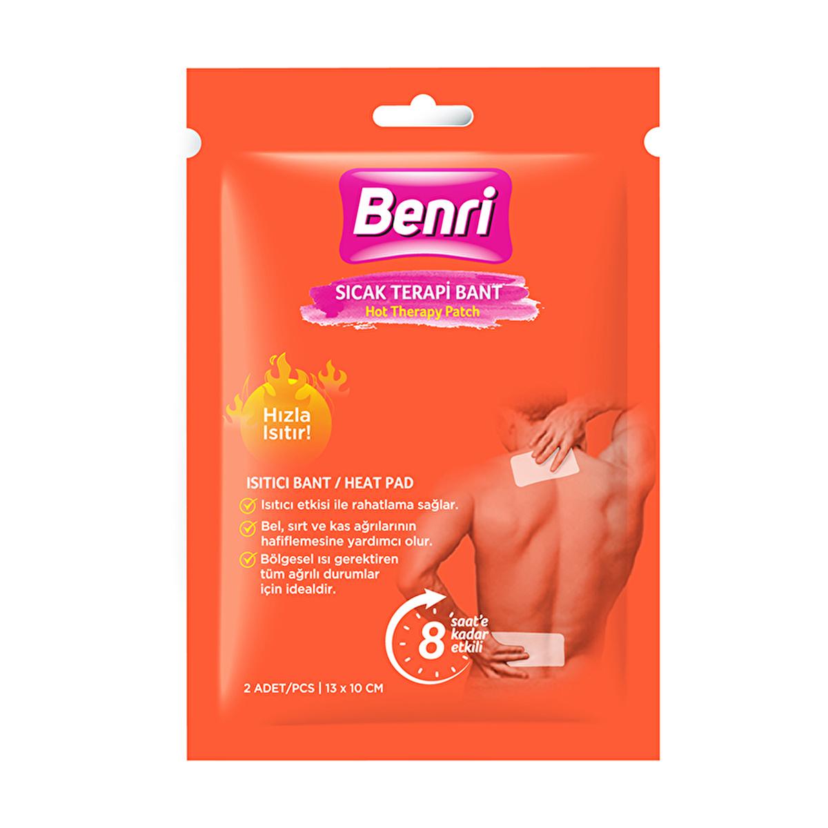 Benri Heat Therapy Patch for Muscle Pain Relief - Non-Medicated, Adhesive Heat Patch for Back, Neck, and Shoulder Pain - Natural Pain Relief Solution