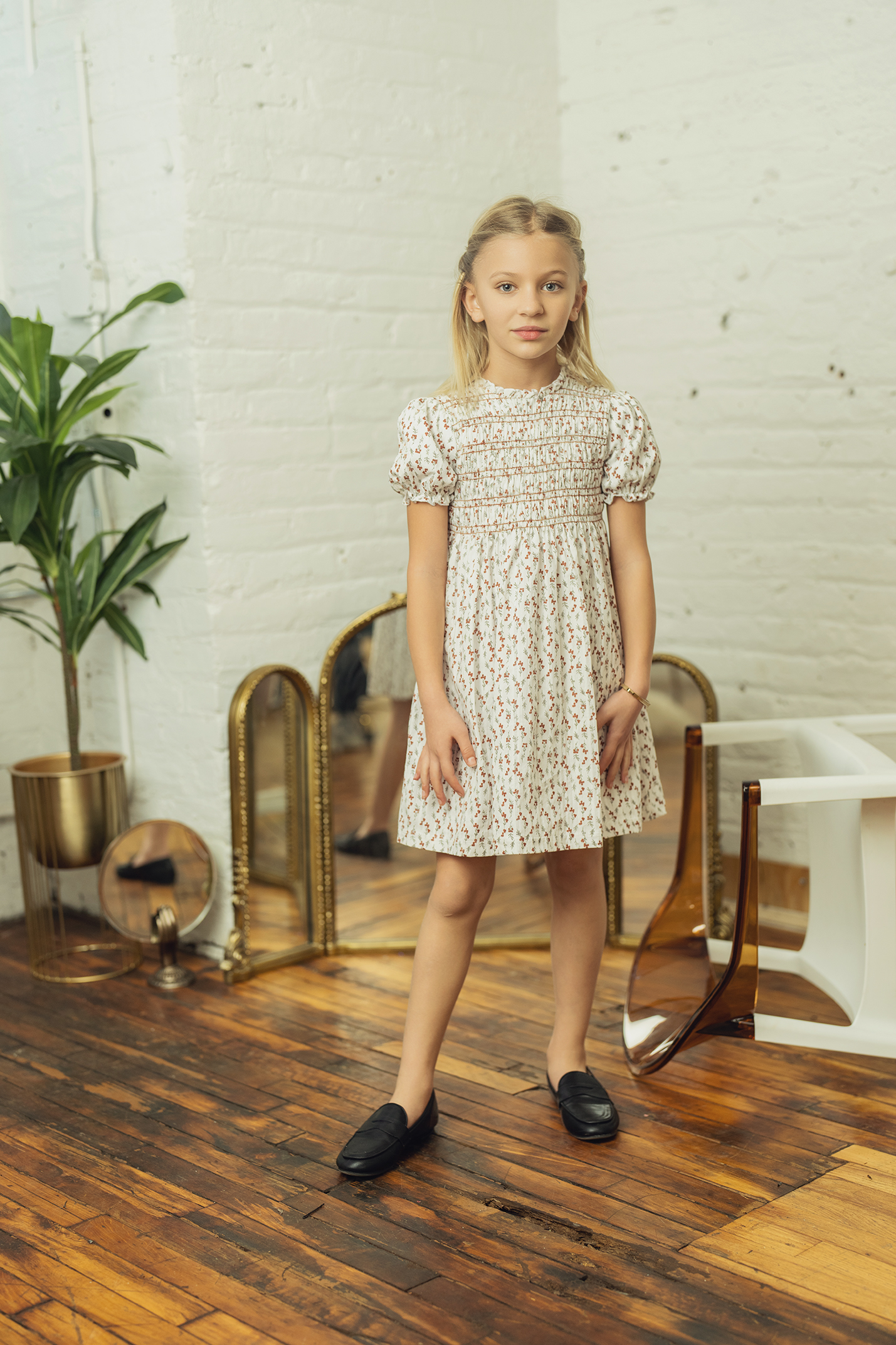 Floral Print Smocking Dress
