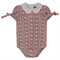 Embroided Gingham Romper With White Contrast Collar