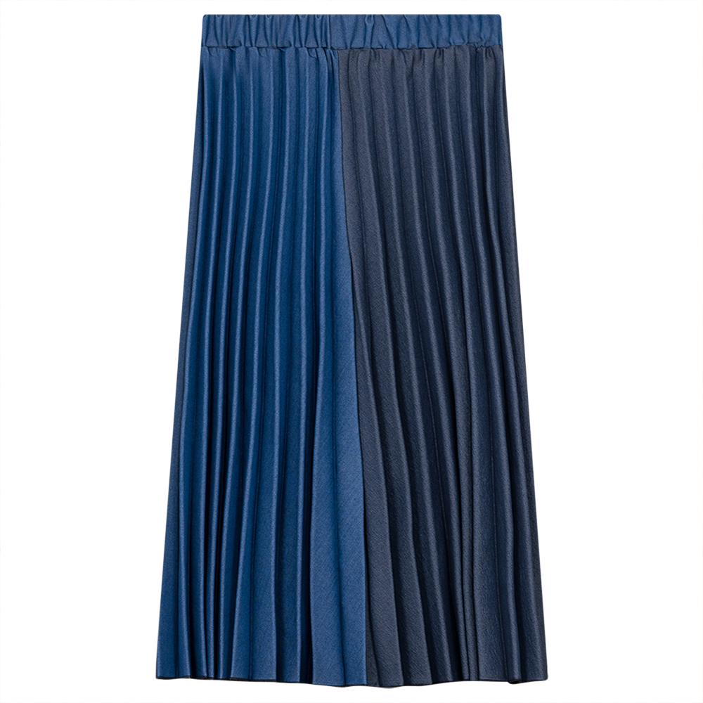 Denim Pleated Skirt