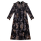 Velvet Tiered Dress With Floral Print
