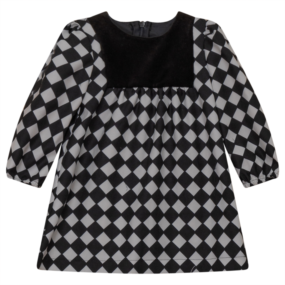 Checkered Dress With Black Contrast