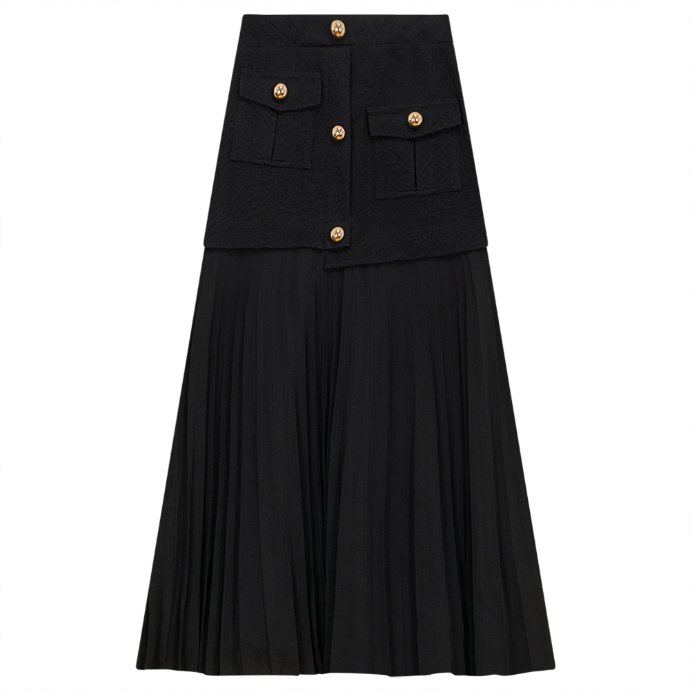 Pleated MIDI Skirt with Pockets