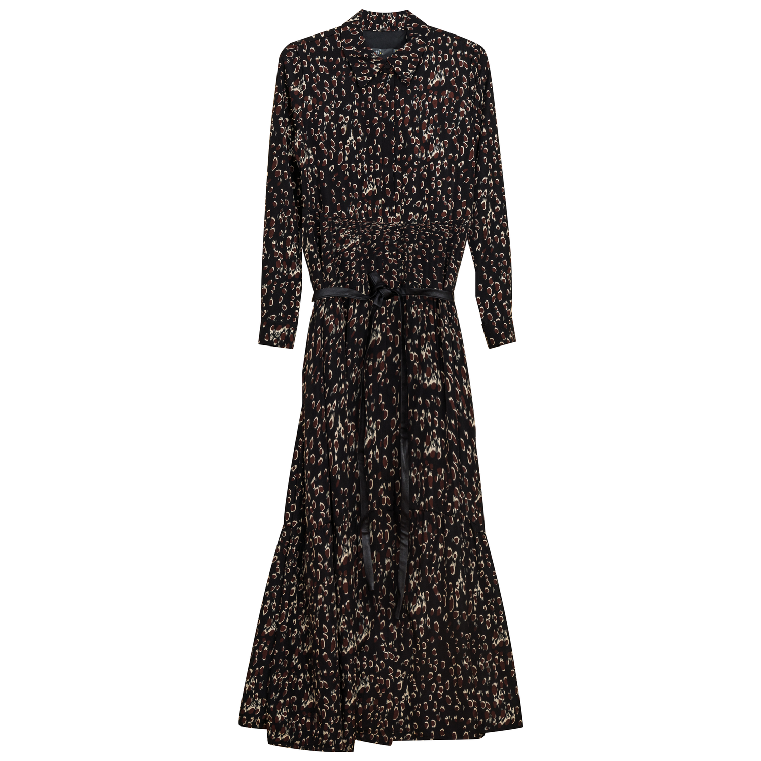 Printed Tiered Dress with Belt