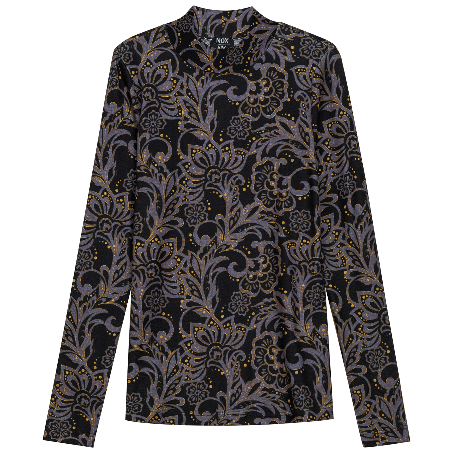 Printed Mock Neck Top