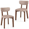 Dining Chairs Set of 2 Upholstered Mid-Back Chairs with Solid Rubber Wood Frame