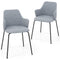 Dining Chairs Set of 2 with Curved Backrest Wide Seat and Armrests