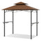 Outdoor Double-Tiered Grill Gazebo Canopy with 2 Shelves and 7 Hooks