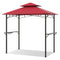 Outdoor Double-Tiered Grill Gazebo Canopy with 2 Shelves and 7 Hooks