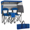 Double Beach Chair with Adjustable Canopy and 3 -Side Shading Curtains
