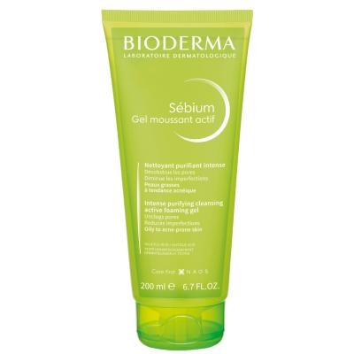 Bioderma Sebium Foaming Gel Active: Oil Control & Acne Defense - Gentle, Hypoallergenic Face Wash for Oily & Acne-Prone Skin (6.76 fl oz)