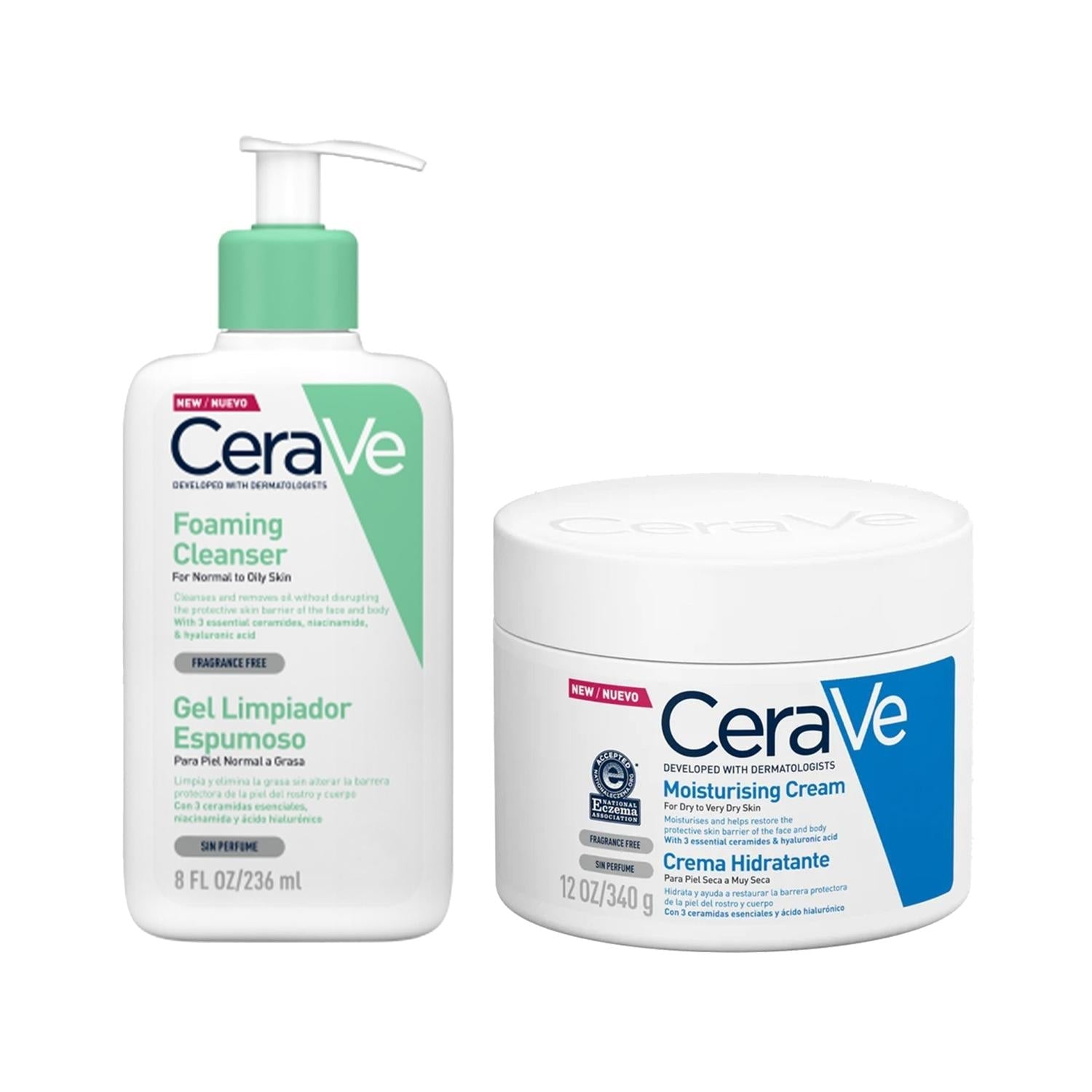 CeraVe Skincare Product Set - Gentle Foaming Cleanser & Moisturizing Cream for Sensitive Skin