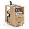 End Table with Built-in Charging Station Sofa Side Bedside Table on Wheels