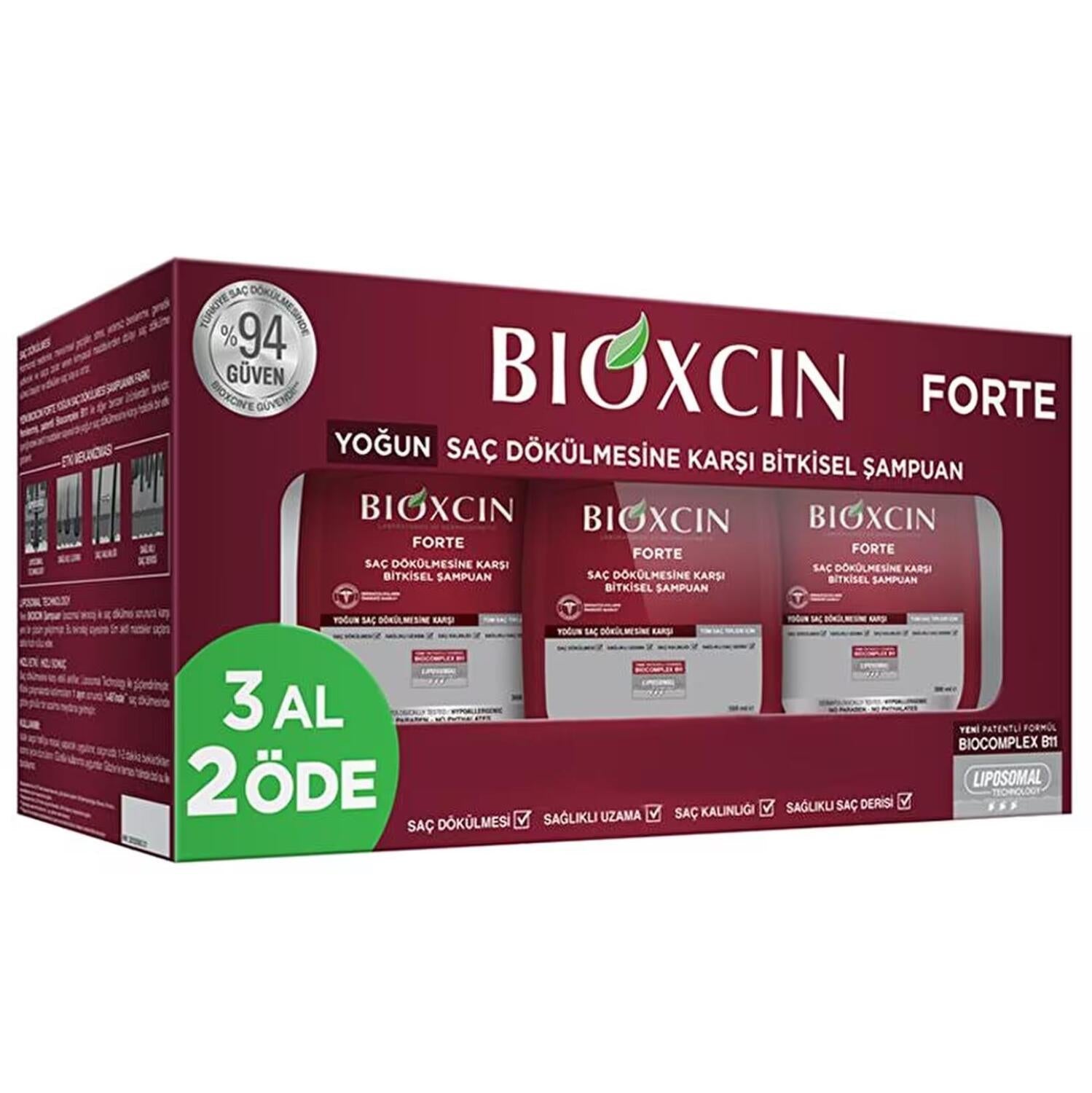 Bioxcin Fortified Shampoo - Hair Loss Treatment | 3x300 ml