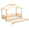 Extendable House Bed Twin to King Daybed with Roof and Fence Rails