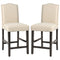2 Pcs Fabric Nail Head Counter Height Dining Side Chairs Set