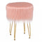 Faux Fur Vanity Stool Chair with Metal Legs for Bedroom and Living Room