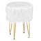 Faux Fur Vanity Stool Chair with Metal Legs for Bedroom and Living Room