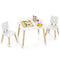 Flower-shaped Kids Table Set with Solid Pine Wood Legs