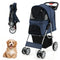 Folding Pet Stroller with Storage Basket and Adjustable Canopy