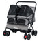 Foldable Double Pet Stroller with Adjustable Sunshade and Storage Basket