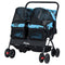 Foldable Double Pet Stroller with Adjustable Sunshade and Storage Basket