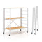3-Tier Foldable Shelving Unit with Detachable Wheels and Adjustable Shelves