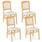 Folding Dining Chairs Set of 4 Rubber Wood Chairs with Linen Padded Seat