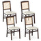 Folding Dining Chairs Set of 4 Rubber Wood Chairs with Linen Padded Seat