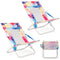 Folding Low Beach Chair Set of 2 Patio Sling Chairs with Padded Head Pillow