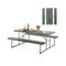 Folding Picnic Table Set with Metal Frame and All-Weather HDPE Tabletop Umbrella Hole