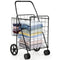 Folding Shopping Cart for Laundry with Swiveling Wheels and Dual Storage Baskets