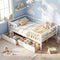 Full Size Daybed with Fence and 2 Drawers for Boys and Girls