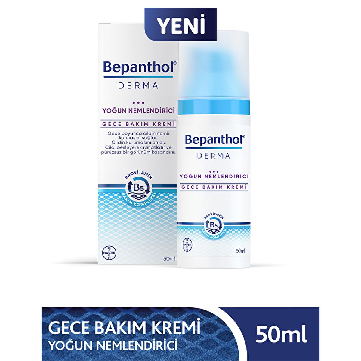 Bepanthol Derma Intense Moisturizing Night Face Cream - Repair & Soothe Dry Skin Overnight with Natural Oils for Facial Dryness Relief
