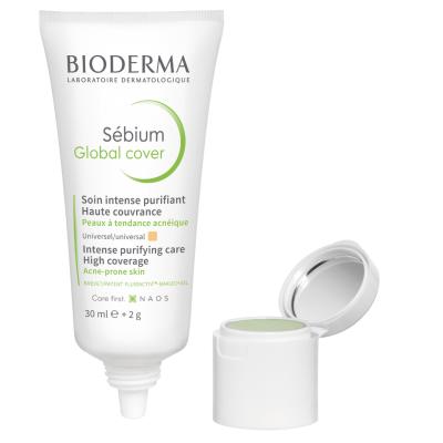 Bioderma Sebium Global Cover Foundation and Treatment Cream - Lightweight, Non-Comedogenic Makeup for Acne-Prone Skin