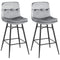 2 Pieces 29 Inch Velvet Bar Stools Set with Tufted Back and Footrests