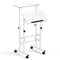 Mobile Standing Desk Height-Adjustable Laptop Cart with Split Top and Hanging Hooks